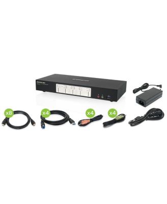 IOGEAR 4-Port 4K Dual View KVMP Switch с HDMI Connection, USB 3.0 Hub and Audio, TAA