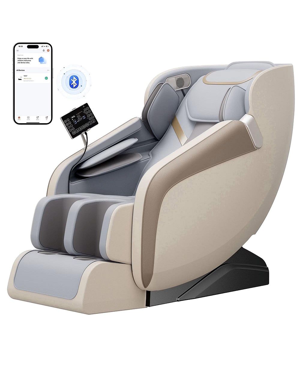 FED FITNESS 4D Massage Chair with Zero Gravity, Heat Therapy, Foot Massage, Airbags, Kneading, Bluetooth & LCD Touch Control