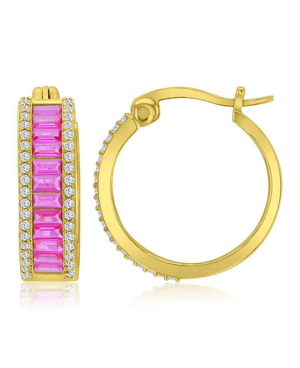 Серьги-кольца Huggie от Macy's с кристаллами разных форм, позолота 14k