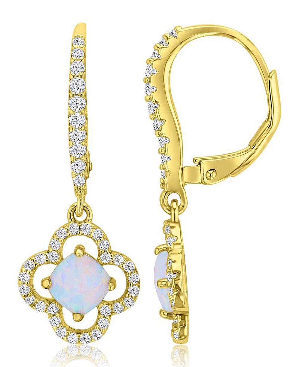 Серьги Macy's 14k Gold-Plated Opal Clover Stud Earrings