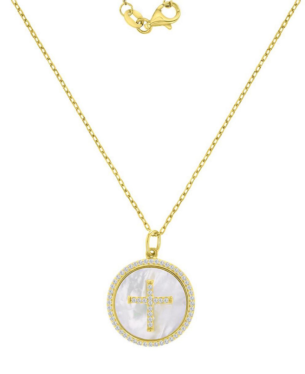 Macy's кулон-крестик с кристаллами мопа, позолота 14k