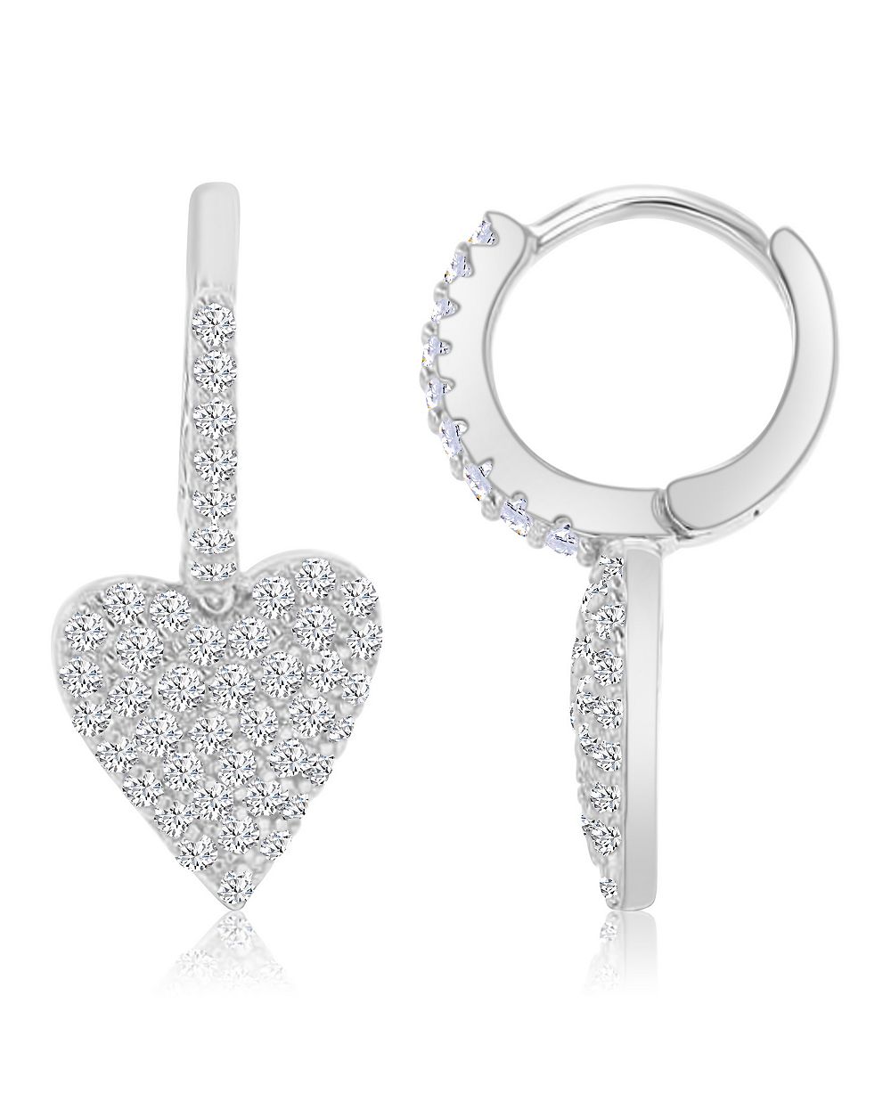 Серьги Macy's 14k Gold-Plated Pave Heart Huggie