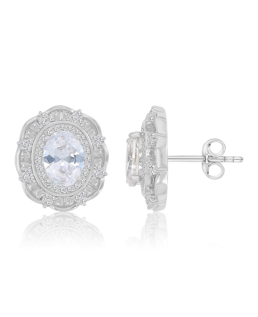 Серьги Macy's 14k Gold-Plated Classic Oval Halo