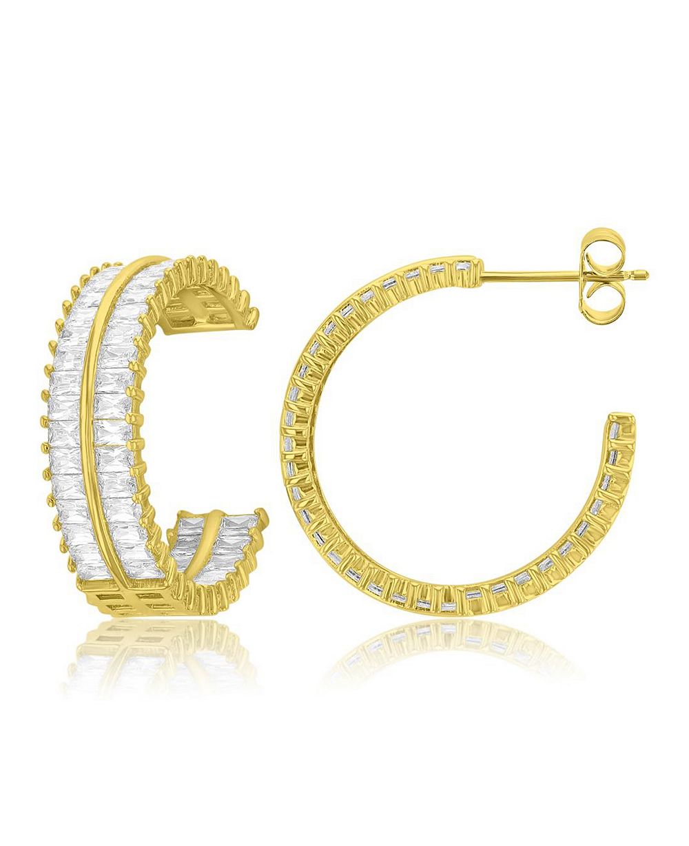 Серьги-кольца с кристаллами и позолотой 14k