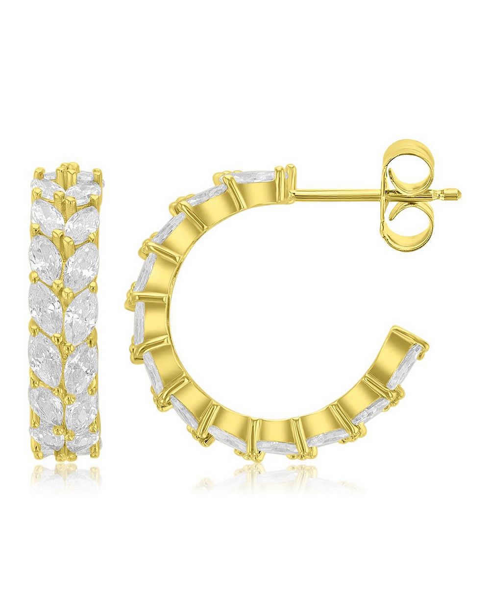 Серьги-кольца Macy's Slim J Shape с позолотой 14k