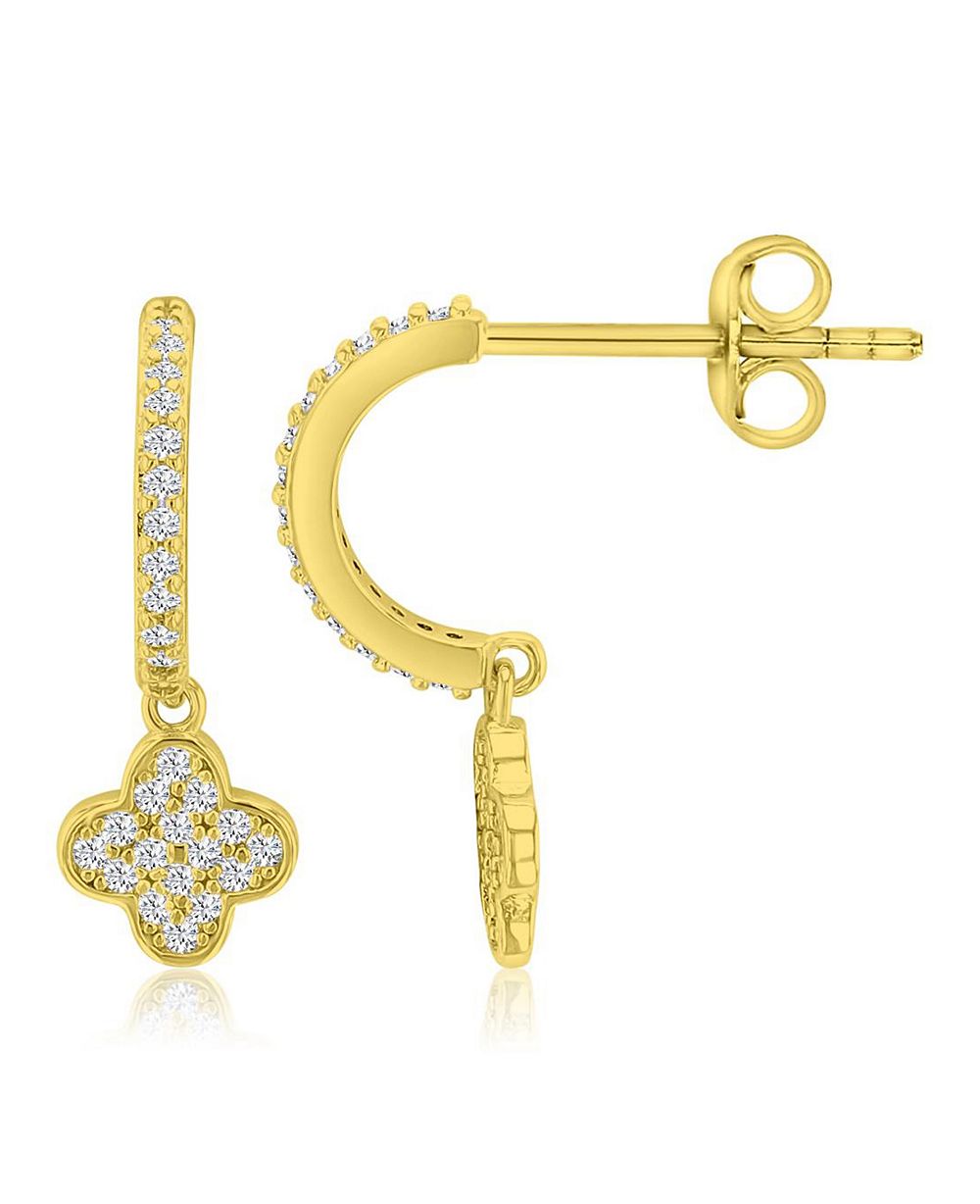 Серьги-кольцо Macy's 14k Gold-Plated Clover Drop J