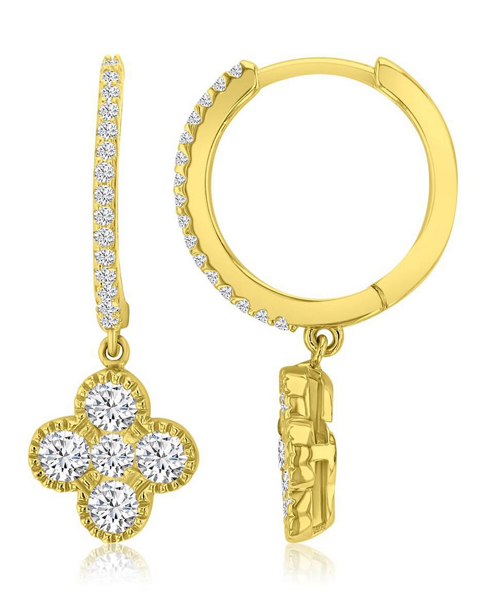 Подвеска Macy's 14k Gold-Plated Clover Crystal Hoop Earrings