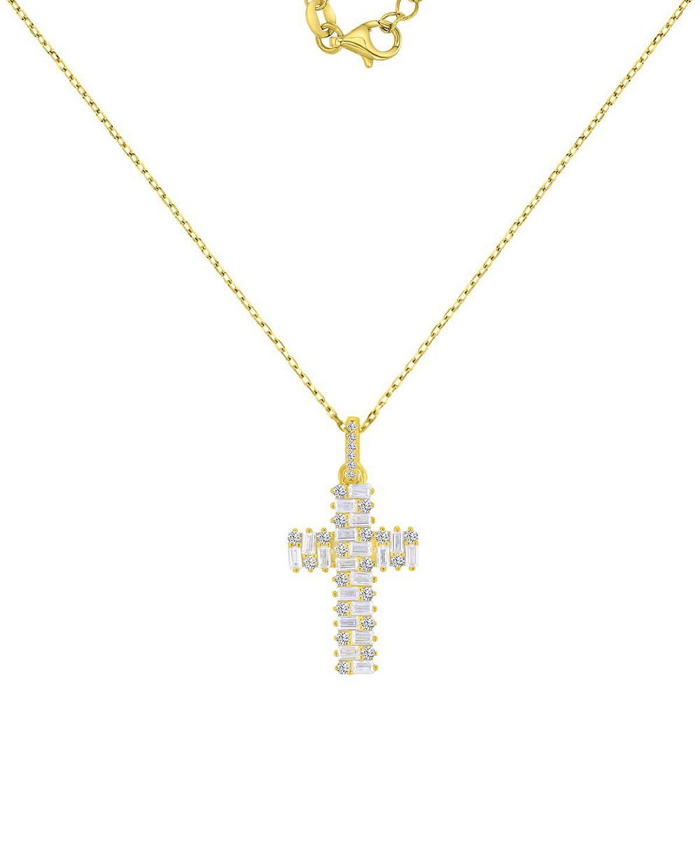 Macy's крест-подвеска с кристаллами разной огранки, позолота 14k