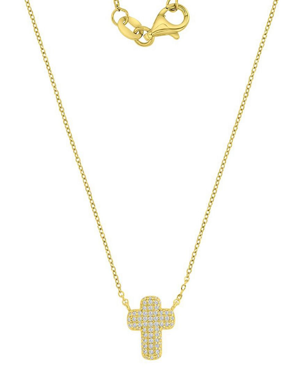 Подвеска Macy's 14k Gold-Plated Mini Pave Cross Pendant Necklace