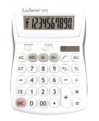 LEXIBOOK, 10-Digit Desktop Calculator with Folding Display, Large Keys, Solar and Battery Powered, C210