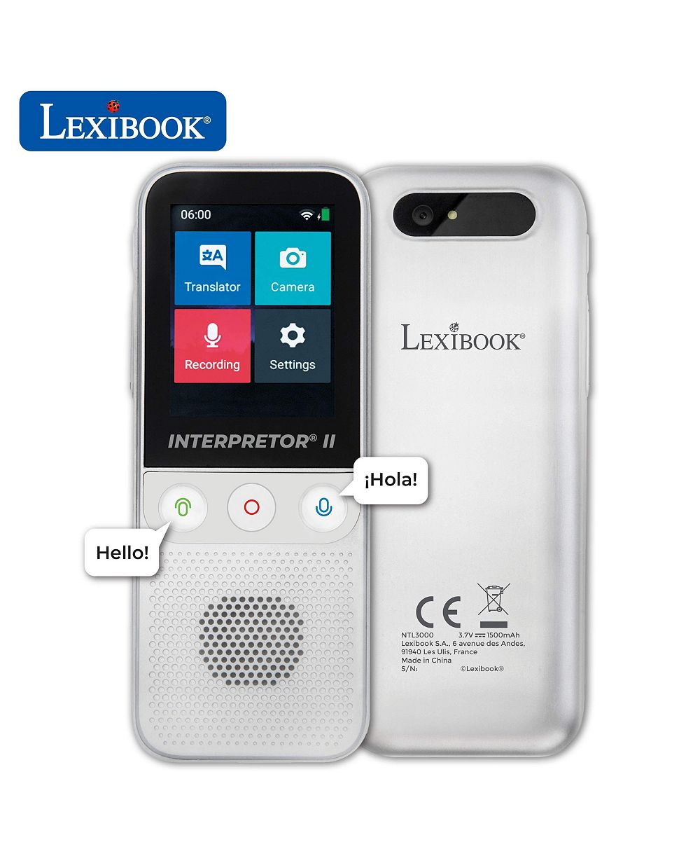 LEXIBOOK , Interpretor 2 Instant Voice Translator, 137 Languages, Photo and Memo Translation, Earphones Jack, Wi-Fi and Offline, NTL3000