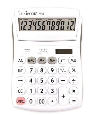 LEXIBOOK , 12-Digit Desktop Calculator with Folding Display, Large Keys, Solar and Battery Powered, C212