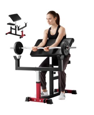 VEVOR Preacher Curl Bench Adjustable Home Gym Biceps Machine Barbell Equipment