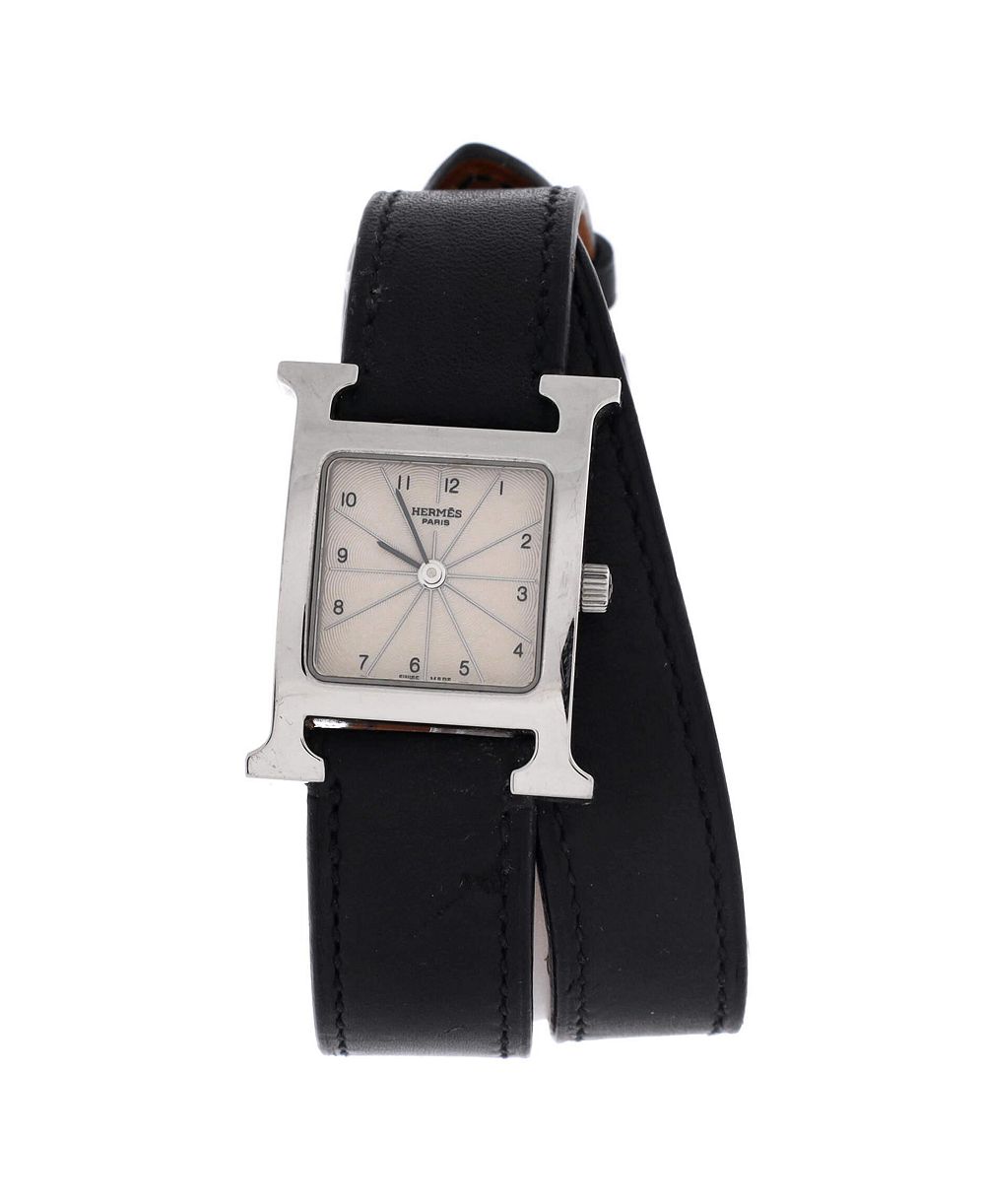 Pre-Owned Hermes Heure H Double Tour Quartz часы из стали и кожи 21mm