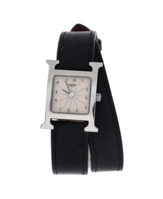 Pre-Owned Hermes Heure H Double Tour Quartz часы из стали и кожи 21mm