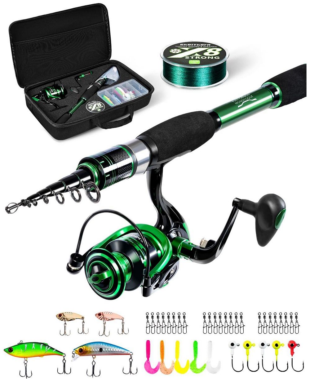AOFAR 7 feet Fishing Rod Reel Telescoping Pole Travel Kit Carrier Bag Freshwater Saltwater