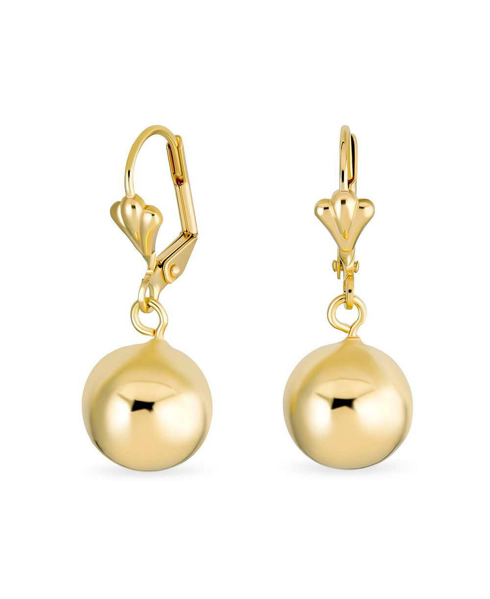 Серьги Bling Jewelry Classic Elegant Simple Round Light Weight Dangle Lever Back Drop Ball Plated Brass