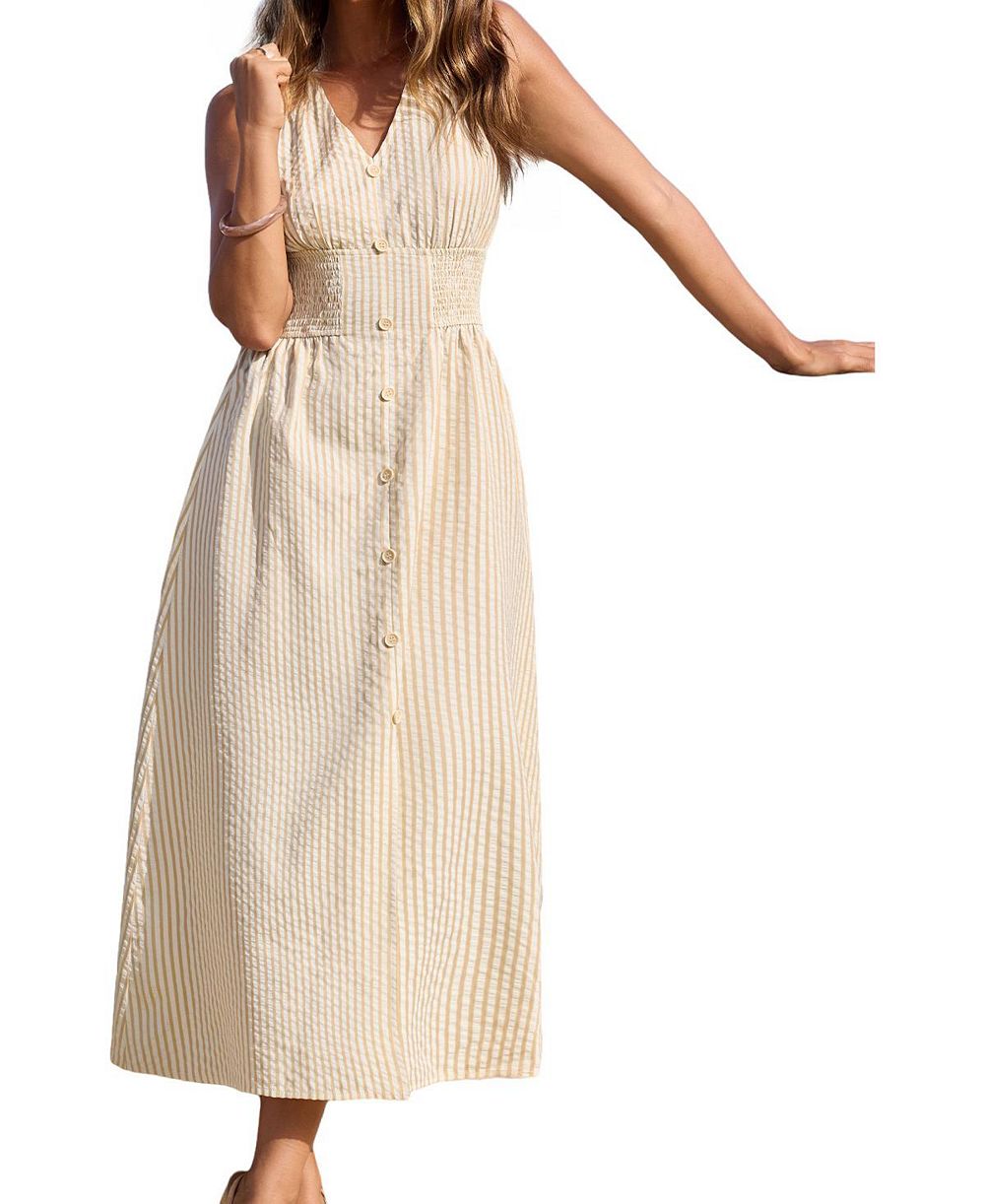 Женское платье Cupshe Women's Time Will Tell Striped Smocked-Waist V-Neck