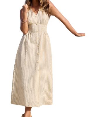 Женское платье Cupshe Women's Time Will Tell Striped Smocked-Waist V-Neck