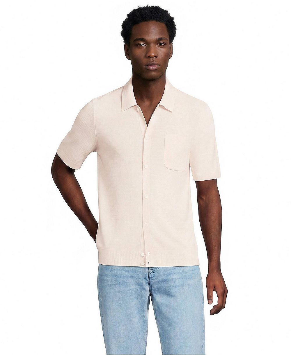 Мужской летний джемпер-поло Lands' End Short Sleeve Texture Stitch Button Through