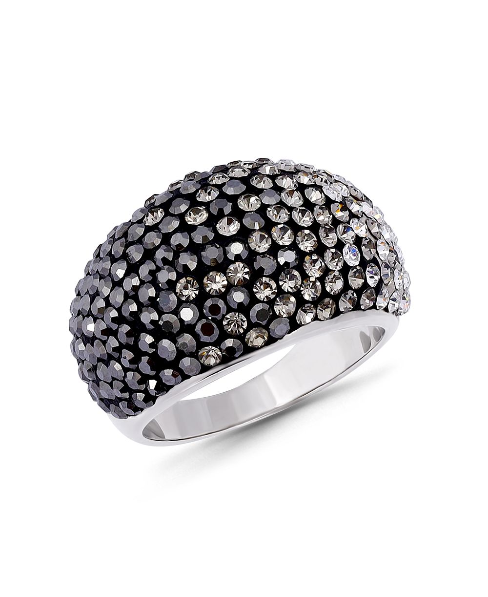 Кольцо куполообразной формы Pave Crystal серебристое с градиентом серого цвета
