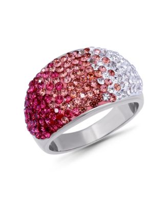 Кольцо Macy's Pave Crystal Silver-Plated Pink Ombre Dome Shaped