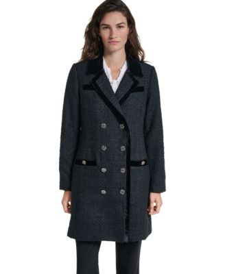 KARL LAGERFELD PARIS Women's Double-Breasted Tweed Texture Jacket