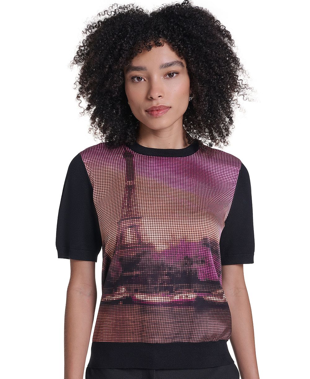 Женский свитер KARL LAGERFELD PARIS Graphic-Print Short-Sleeve