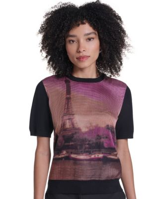 Женский свитер KARL LAGERFELD PARIS Graphic-Print Short-Sleeve