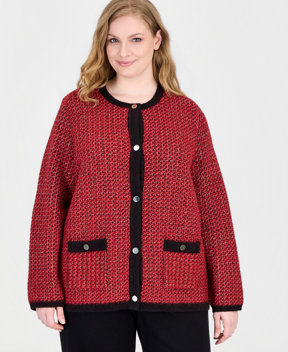 Anne Klein кардиган с круглым вырезом из букле, большие размеры