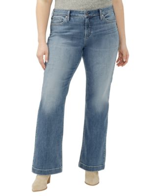 Женские джинсы Silver Jeans Co. Elyse прямого кроя с завышенной талией из хлопковой смеси, размер Plus