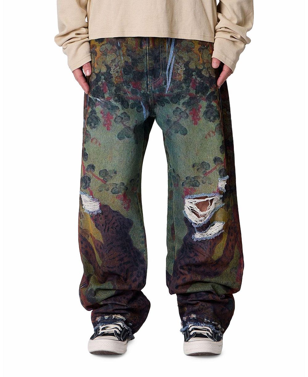 mnml Men's Ultra Baggy Leopard Denim Jeans