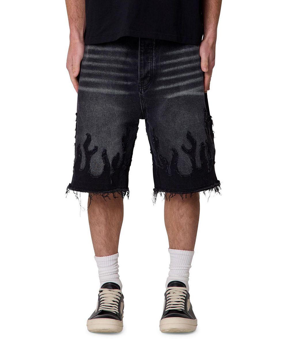 mnml Men's Baggy Flame Denim Shorts