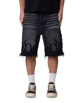 mnml Men's Baggy Flame Denim Shorts