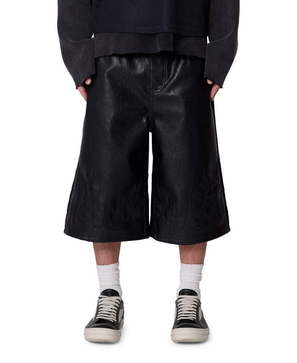 mnml Men's Ultra Baggy Leather Flame Shorts