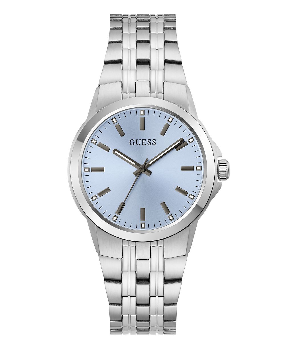 GUESS Men's Quartz Silver-Tone Stainless Steel Watch 39mm