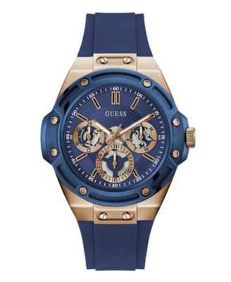 GUESS Men's Quartz Blue Silicone Strap Watch 44mm