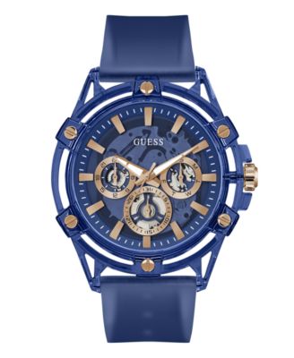 GUESS Men's Quartz Blue Silicone Strap Watch 48mm