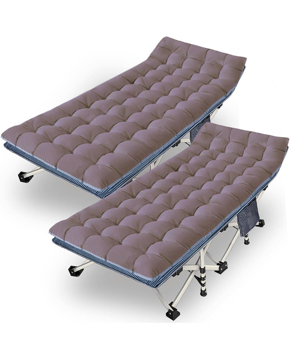 AOFAR 2 Pack Camping Cot Folding Bed With Mattress Carry Bag