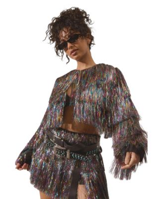 Nasty Gal Women's Tinsel Tiered Cropped Jacket