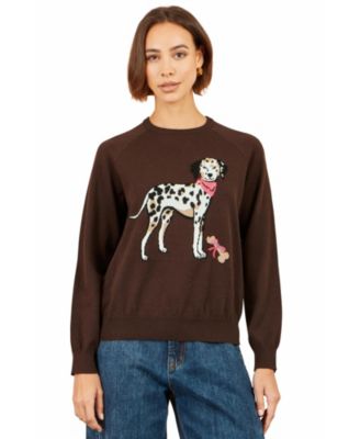 Yumi Women's Dalmatian Intarsia Relaxed Jumper