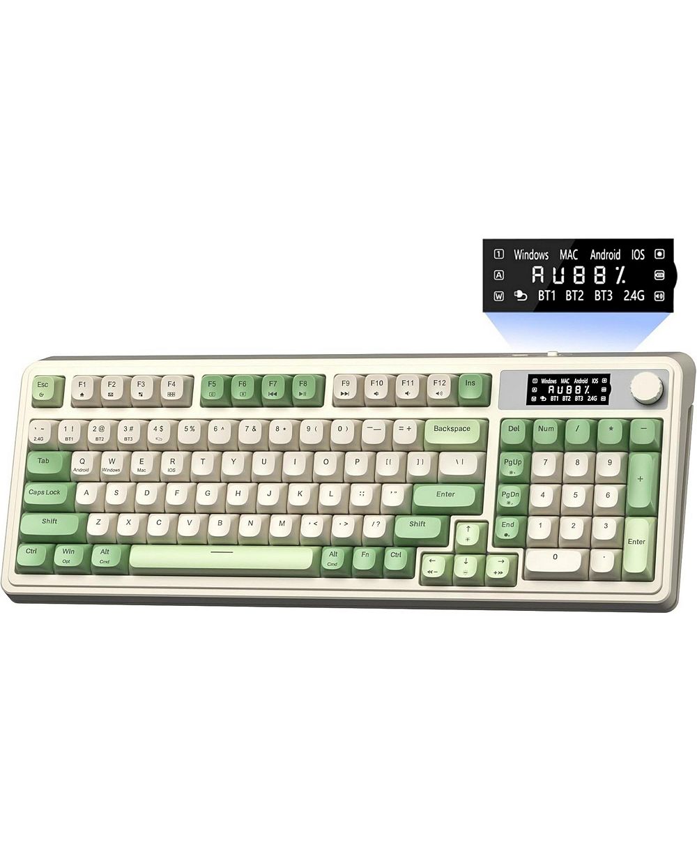 AULA S99 Pro, 99-Key, Wireless, Membrane, Gaming Keyboard, RGB, 5-Layer Padding, 2000 mAh Battery, Knob, Digital Screen