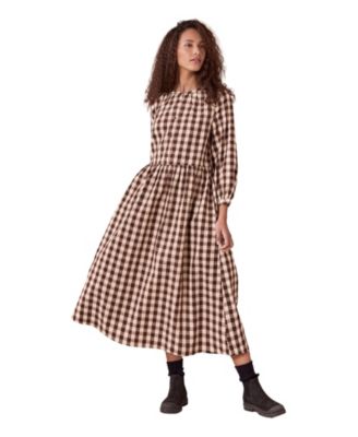 Celtic & Co. Women's Collarless Gingham Midi Dress