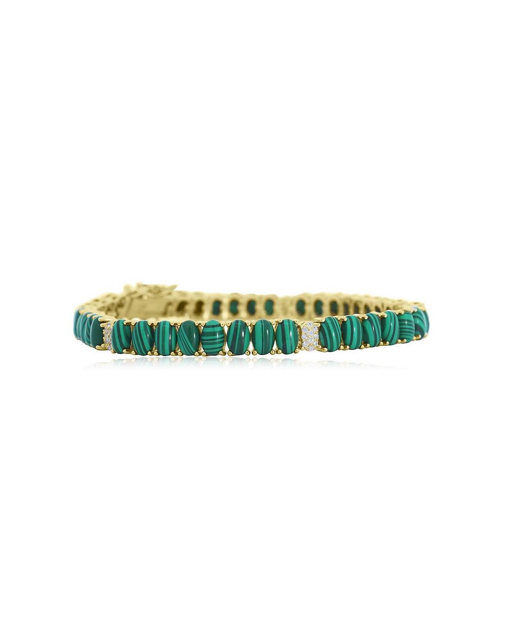 The Lovery Браслет Tennis Oval Malachite CZ 14K Gold-Plated Sterling Silver