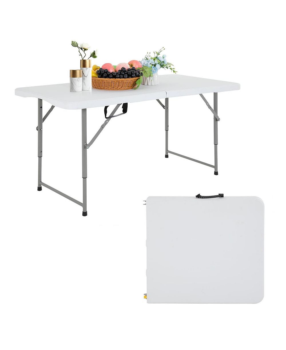 AOFAR 4 Feet Folding Table Portable Plastic Steel Frame Lock Carry Handle Events Camping Outdoor