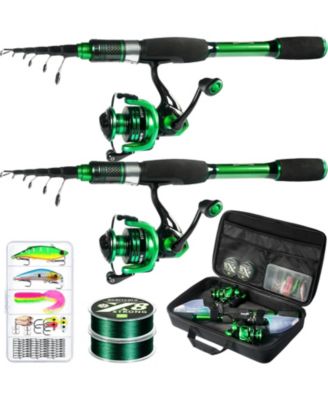 AOFAR 8 feet 2pack Fishing Rod Reel Telescoping Pole Travel Kit Carrier Bag Freshwater Saltwater