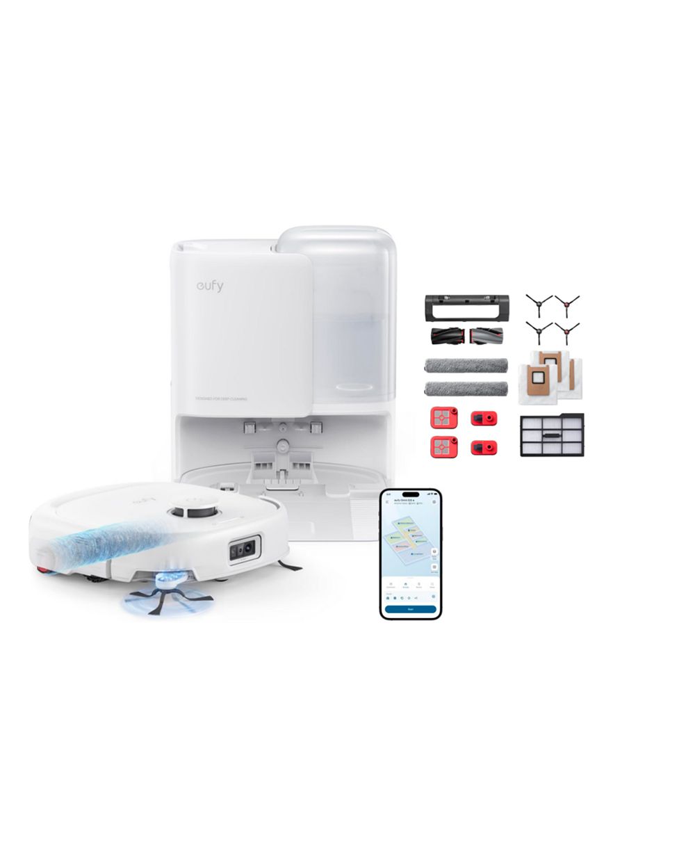 Робот-пылесос и мойщик eufy All-in-One E25 с комплектом запчастей, 20,000 Pa Turbo Suction