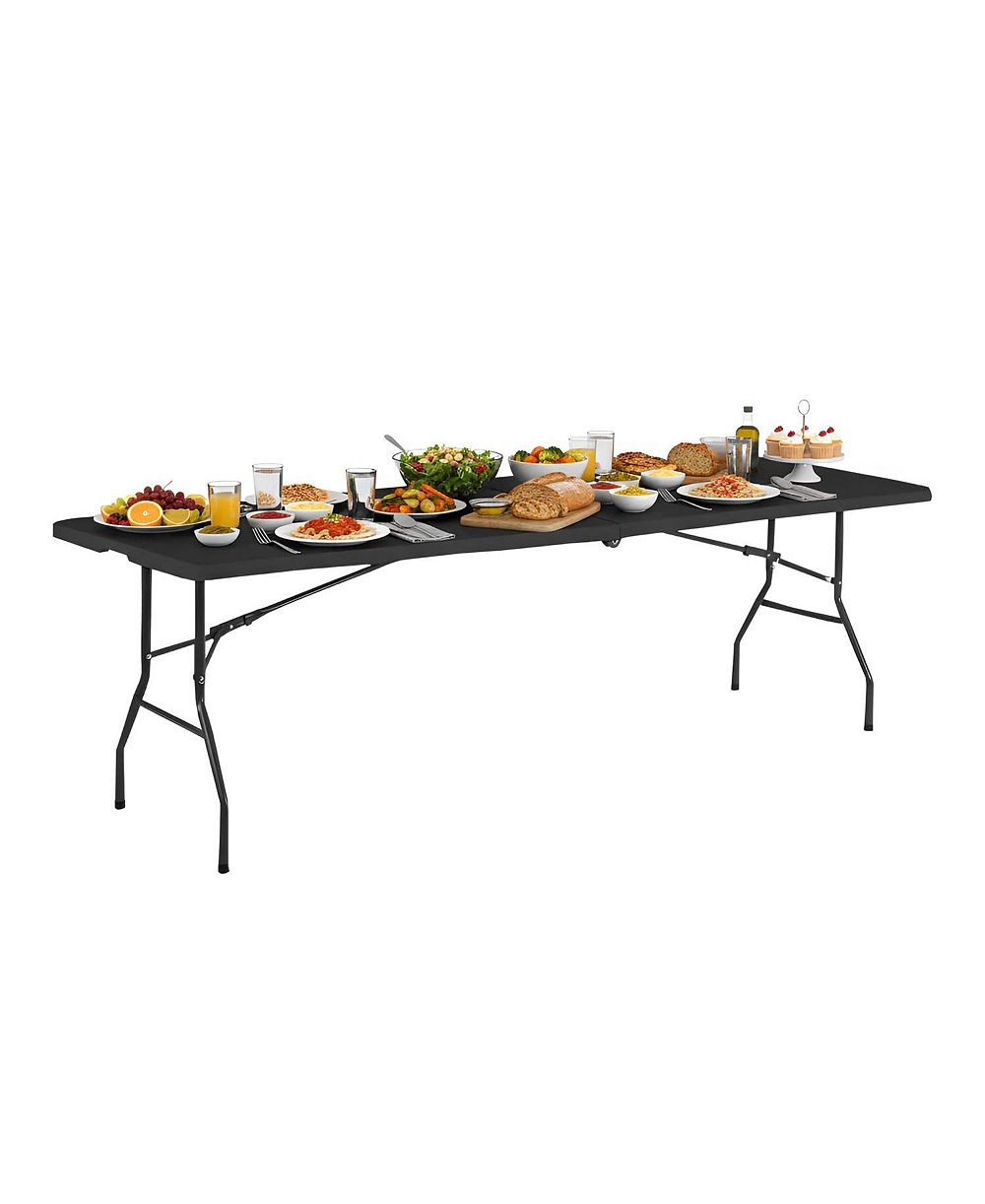 AOFAR 8 Feet Folding Table Portable Plastic Steel Frame Lock Handle Events Camping Indoor Outdoor