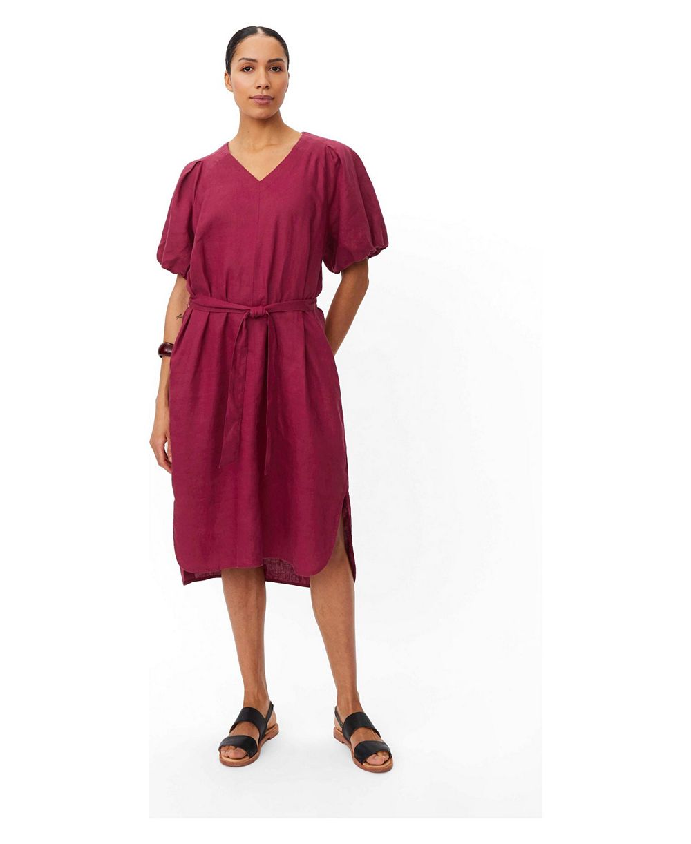 Женский Masai Copenhagen Manalirae Linen V-Neck Puff Sleeve Midi Dress