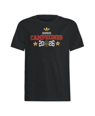 Футболка Adidas Big Boys and Girls Black Spain National Team 2026 FIFA World Cup Champions We Are Champions